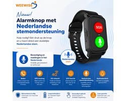 Weewise WS69 - GPS Horloge Senior - Smartwatch voor Ouderen - Persoonlijke alarmen - alarm horloge ouderen - GPS Horloge Alzheimer - Valdetectie