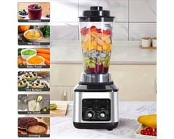 Multifunctionele Keukenmachine – Blender – Food Processor – Sapmaker – IJscrusher – Grote Inhoud 3L+1,5L+0,5L – Krachtige 9500W Motor – Stille Frequentie Technologie