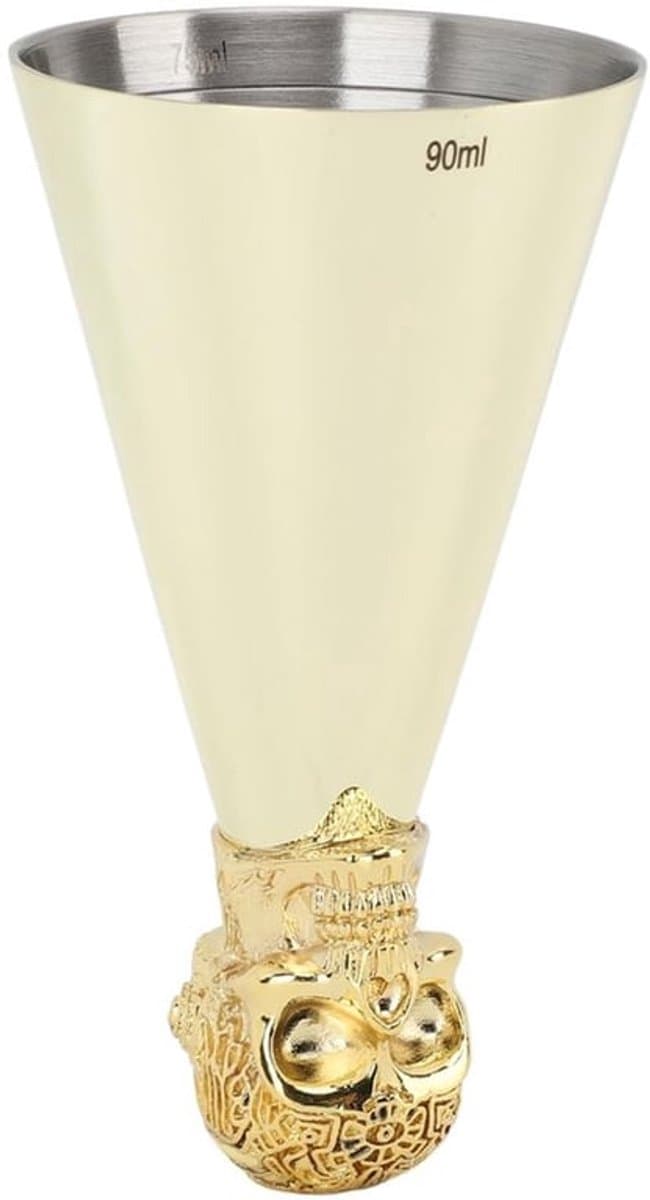 Barmaatje voor barmannen, cocktailmaatbeker van roestvrij staal, cocktailmaatbeker in de vorm van een Japanse schedel met binnenafmetingen voor thuisbar, 6,1 x 10,9 cm (type 1) — afbeelding 1