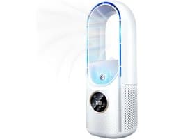 Draagbare airconditioner - Draagbare USB-luchtkoeler en ventilator zonder bladen - 6 instelbare vermogensniveaus - Stille koelventilator en luchtbevochtiger (wit)