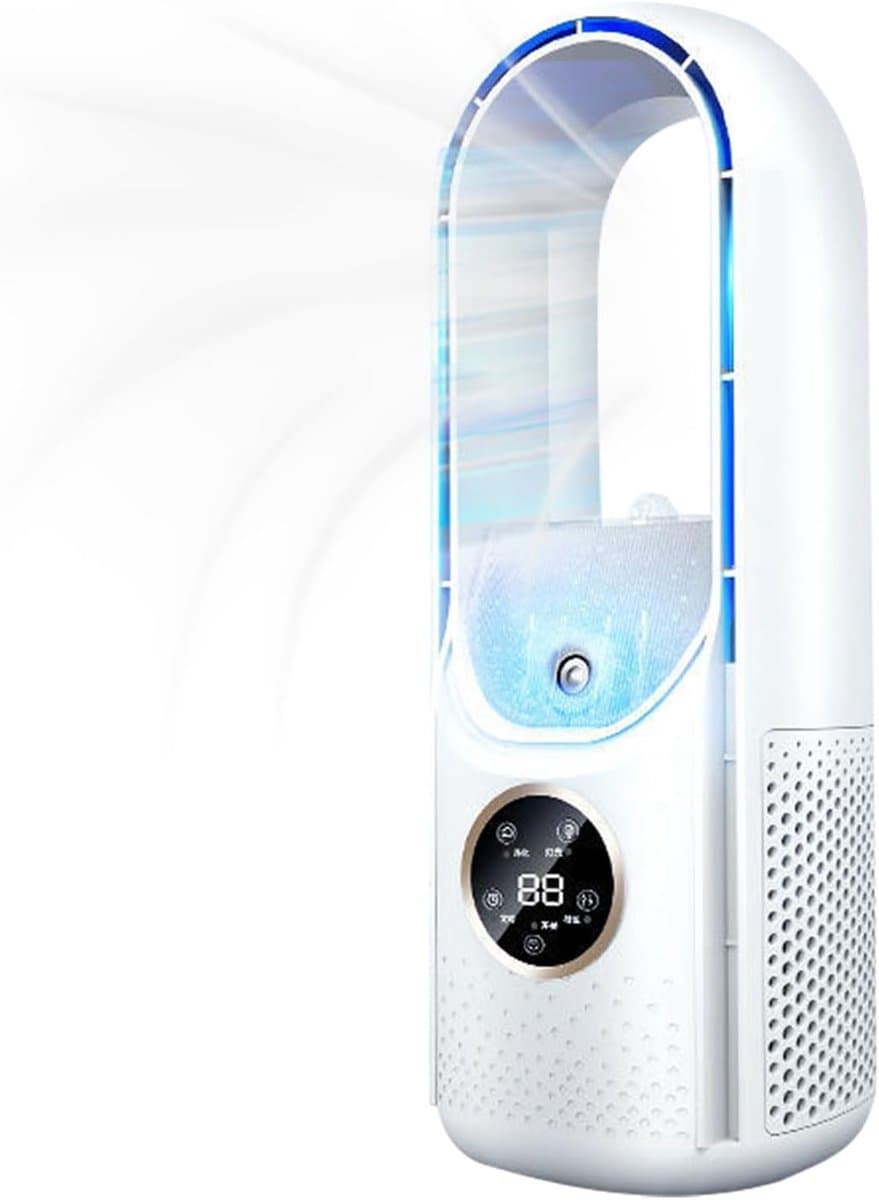 Draagbare airconditioner - Draagbare USB-luchtkoeler en ventilator zonder bladen - 6 instelbare vermogensniveaus - Stille koelventilator en luchtbevochtiger (wit) — afbeelding 1