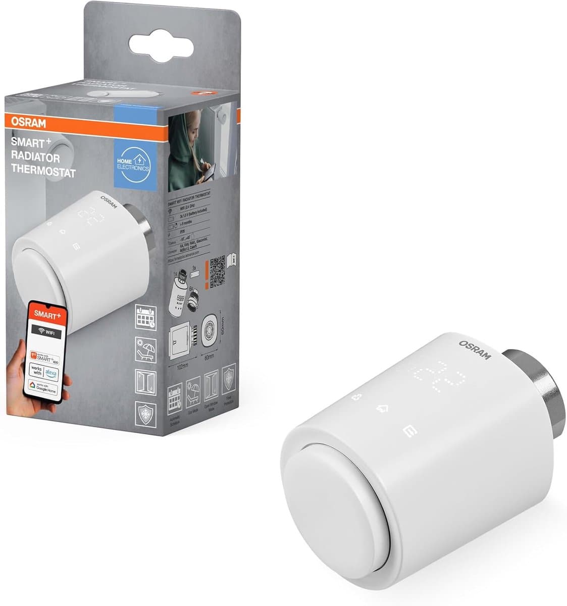 Radiatorthermostaat - Slimme thermostaat - Energie besparen - App en spraakbediening - M30 x 15 - Wit — afbeelding 1