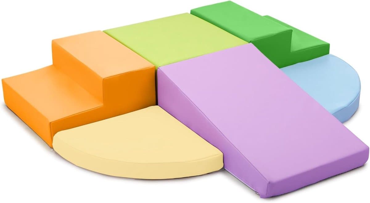 Set van 6 Schuimrubberen Klimblokken voor Kinderen: PU-leer Zachte Klimspeelgoed Speelset voor Kleine Kinderen - Montessori-speelgoed Grove motoriek Dubbele Ladderset — afbeelding 1