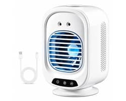 Mobiele Aircooler met Waternevel - Automatisch Oscillerende Mini Airco voor Slaapkamer - Stille Luchtkoeler met Timer & 3 Snelheden - Wit