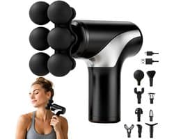 Massagepistool mini - draagbaar met lcd-display - 10 koppen - verlichting van spierpijn - Luxento