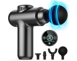 Mini Massage Gun - Spierontspanning Apparaat - Spierherstel Bevorderen - 30 Snelheden LCD Touch - 12.3 x 14.9 cm - Zwart