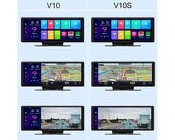 Dashcam voor Auto - 10.26” Dashcam ADAS GPS Navigatie - Android 8.1 - Remote Monitor & Rijassistentie - 2G met 6m RCC - Zwart