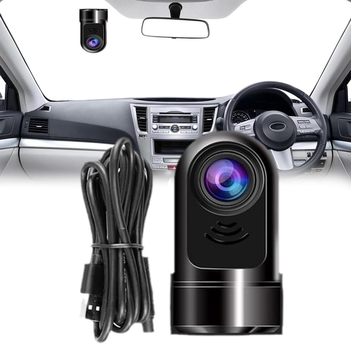Mini Dashcam - Autocamera Video - Veilig Rijden - ADAS Waarschuwingen - 6.5 x 3.2 x 1 cm - Zwart — afbeelding 1