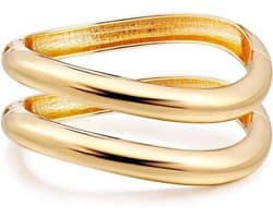 Set van 2 damesarmbanden van roestvrij staal in goud en zilver, elegante sieraden met stevige pasvorm, perfect als cadeau voor mama, vriendin of dochter