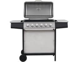 vidaXL Gasbarbecue met 6 kookzones roestvrij staal zilverkleurig