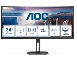 AOC V5 CU34V5C - QHD Curved Ultrawide Monitor - USB-C - 65w - 100hz - 34 inch
