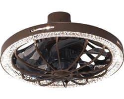 Livano Plafondventilator - Met Verlichting - Plafond Ventilator - Met Lamp - Plafonniere Met Ventilator - Met Licht - Koffie - 33cm
