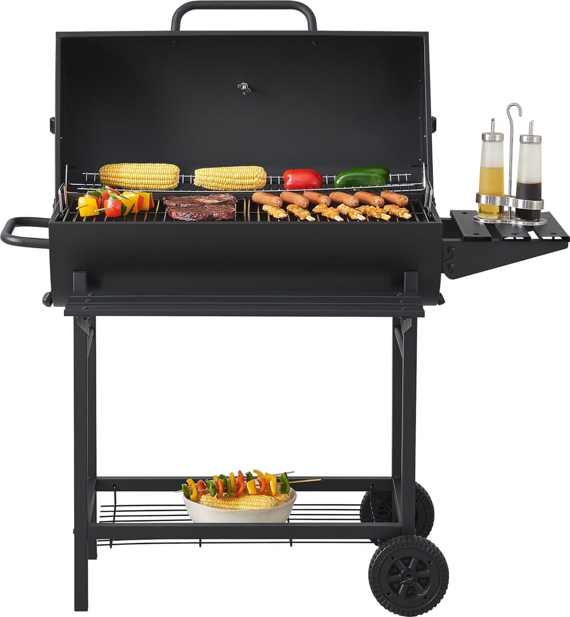 Houtskool BBQ Armento met deksel 95x108x61 cm zwart casa.pro — afbeelding 1