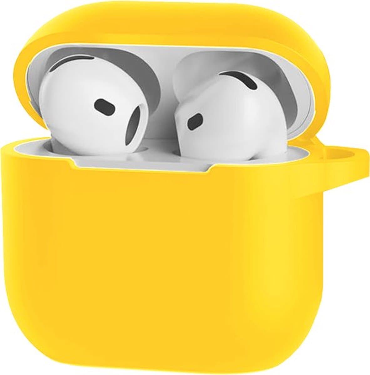 Bescherm je AirPods 4 met onze handige Siliconen Hoes - Geschikt voor Apple AirPods 4 - Met Clip Cover - Geel — afbeelding 1