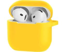 Bescherm je AirPods 4 met onze handige Siliconen Hoes - Geschikt voor Apple AirPods 4 - Met Clip Cover - Geel