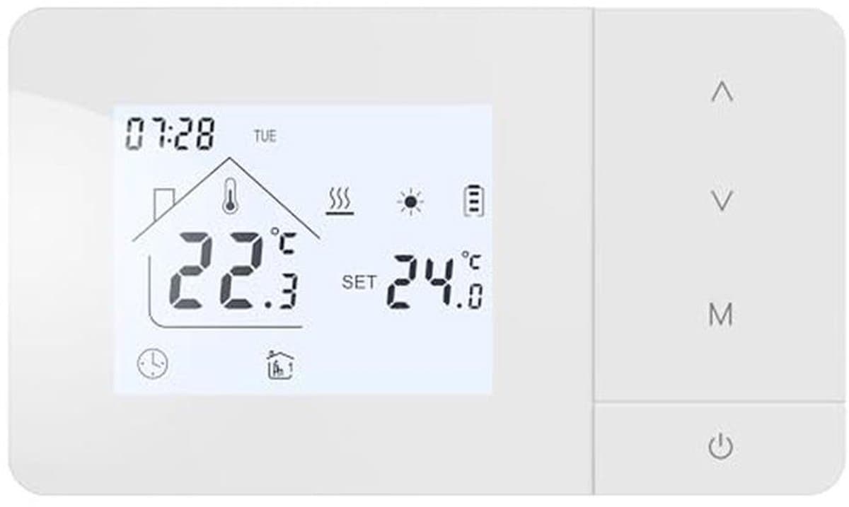 Programmeerbare Thermostaat voor Gasketel - Wandthermostaat met Handmatige Bedieningen en Batterij - 2 Draad Thermostaat — afbeelding 1