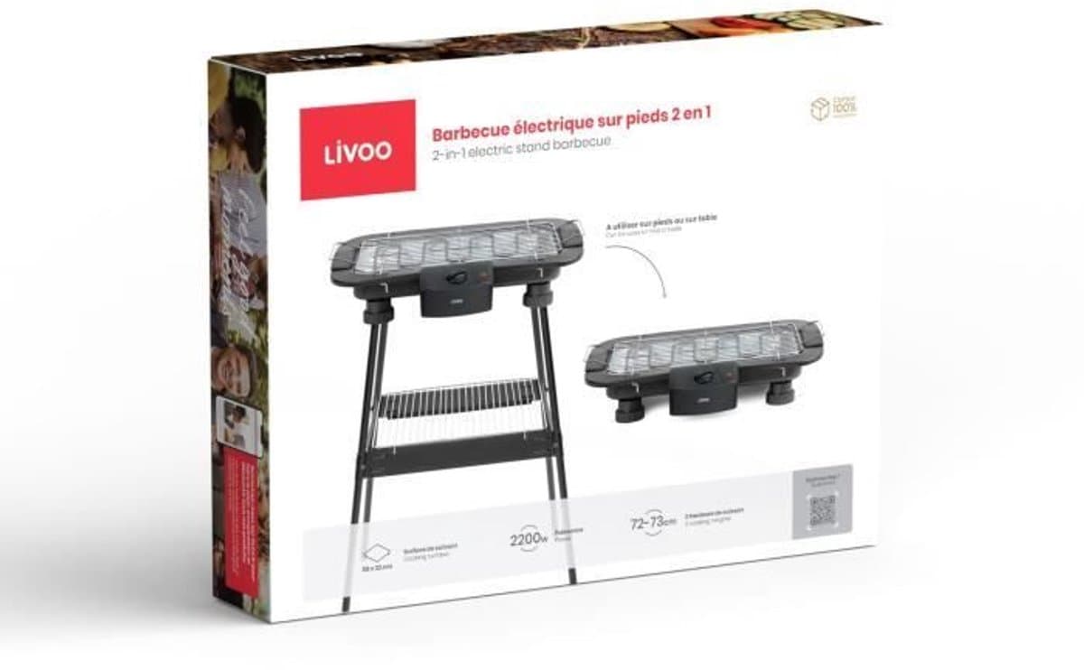 LIVOO – DOM506 – Elektrische barbecue – 2-in-1 – 2200W — afbeelding 1