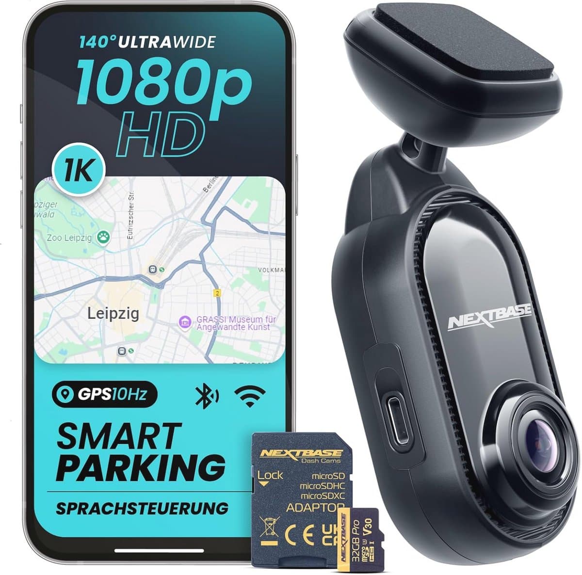 Dashcam Compact 1K Full HD met 32GB SD Kaart - Voor Auto, App Controle, Parkeerbewaking en Loopopname — afbeelding 1