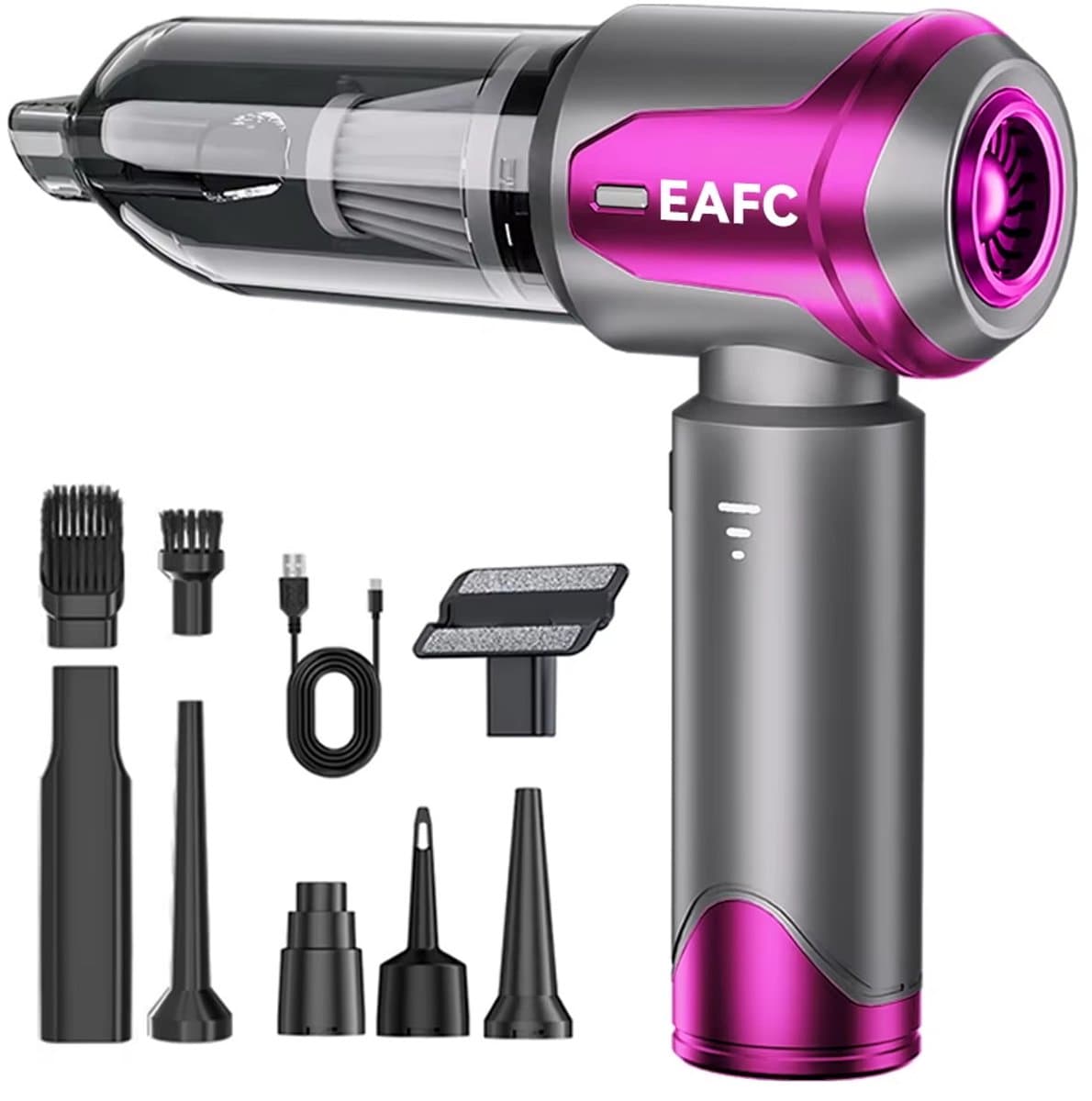 EAFC - Draadloze Mini Stofzuiger – Krachtige Handstofzuiger met USB Oplader en Opzetstukken – Voor Auto, Toetsenbord & Huishoudelijk Gebruik — afbeelding 1