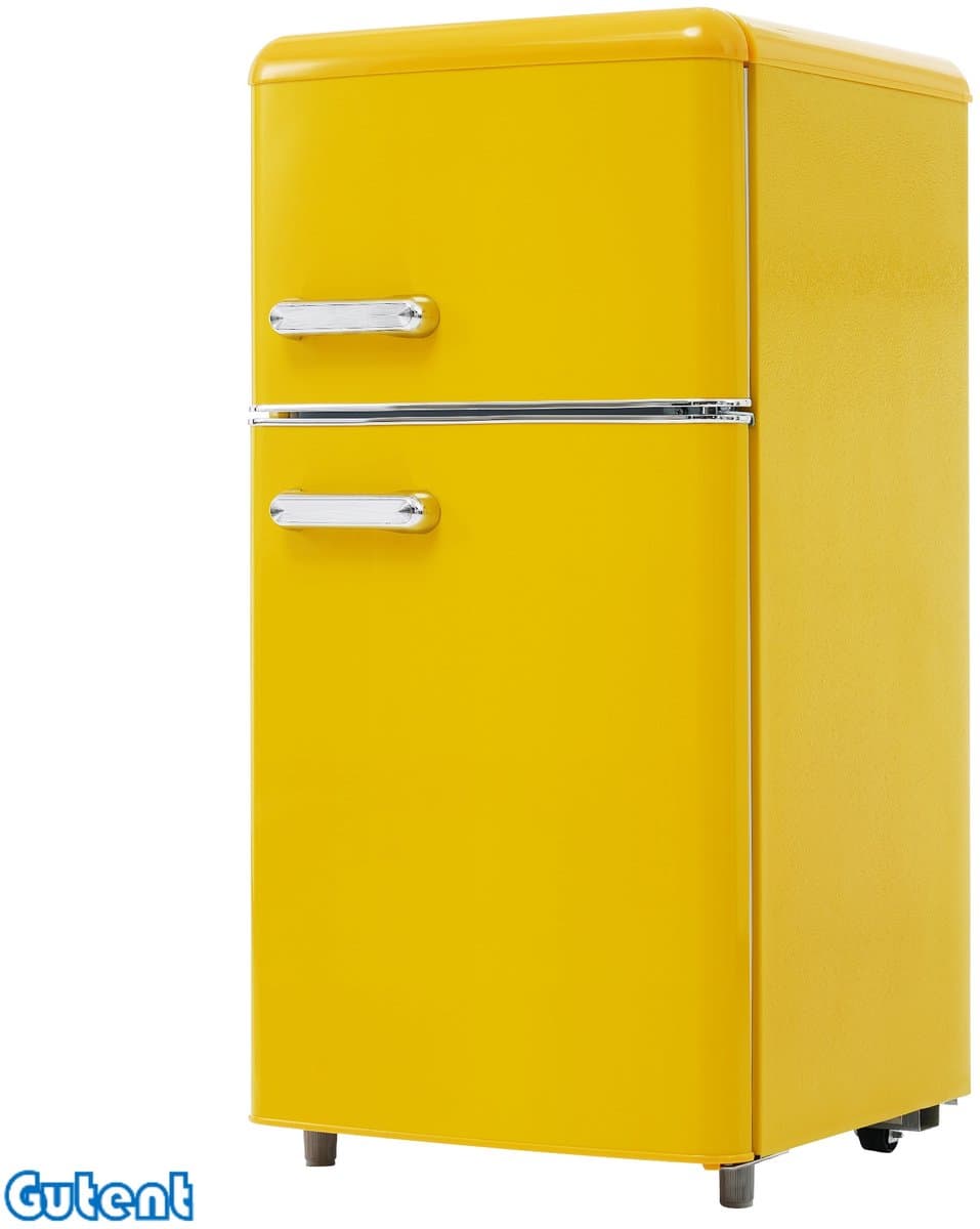 Gutent BCD-100C - Tafelmodel koelkast - Boven- en onderdeur - 72 liter - Energieklasse E - Geel — afbeelding 1