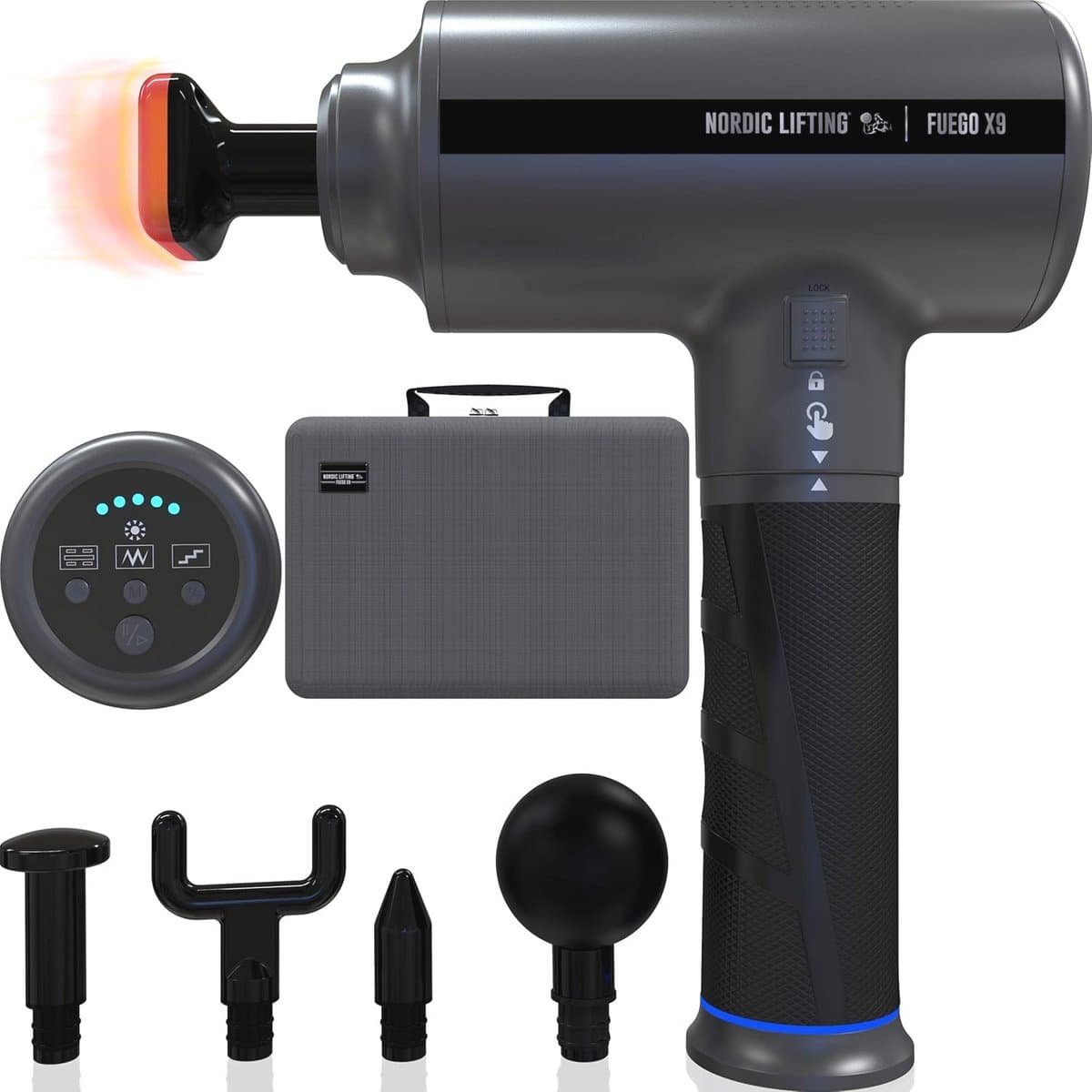 Verwarmd Percussiemassagepistool voor Spierherstel en -verlichting - 5 Massagekoppen — afbeelding 1