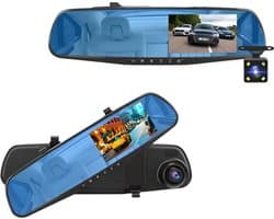 Dashcam voor Auto - 4.3 Inch - Full HD 1080P Auto Rij Recorder - Achteruitkijkspiegel DVR - Nachtzicht, Bewegingsdetectie, Parkeermodus - 6M Achteruitrijcamera - Zonder Geheugenkaart - Zwart