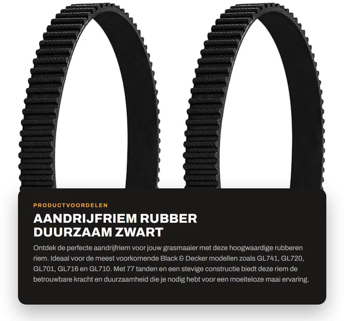 Dailygoods- Distributieriem 77 Tanden - Aandrijfriem Rubber - 3 mm Tandhoogte - 10 mm Breedte - 231 mm Omtrek - Sluitlus — afbeelding 1