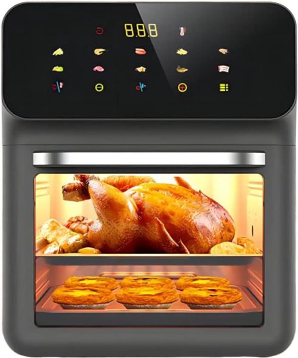 Heteluchtfriteuse Oven - Airfryer Combimagnetron - Gezinsmaaltijden Bereiden - Dubbele Temperatuurzone - 15L - Zwart — afbeelding 1