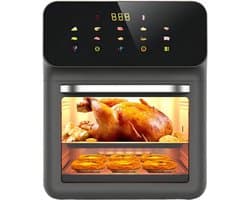 Heteluchtfriteuse Oven - Airfryer Combimagnetron - Gezinsmaaltijden Bereiden - Dubbele Temperatuurzone - 15L - Zwart