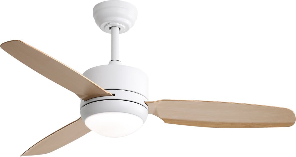 Plafondventilator Met Lamp - 3 ABS Bladen - Ø 46 inch - Dimbare lamp met 3 lichtstanden - 6 standen voor de windkracht - Met Afstandsbediening - LED's Light - Wit — afbeelding 1