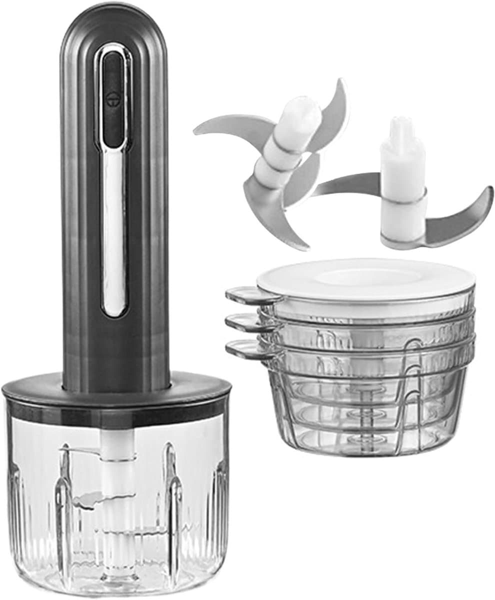 Elektrische Knoflookhakker - Keukenmachine Mini - Snel Ingrediënten Snijden - Draadloos Oplaadbaar - 400 ml - Zwart — afbeelding 1