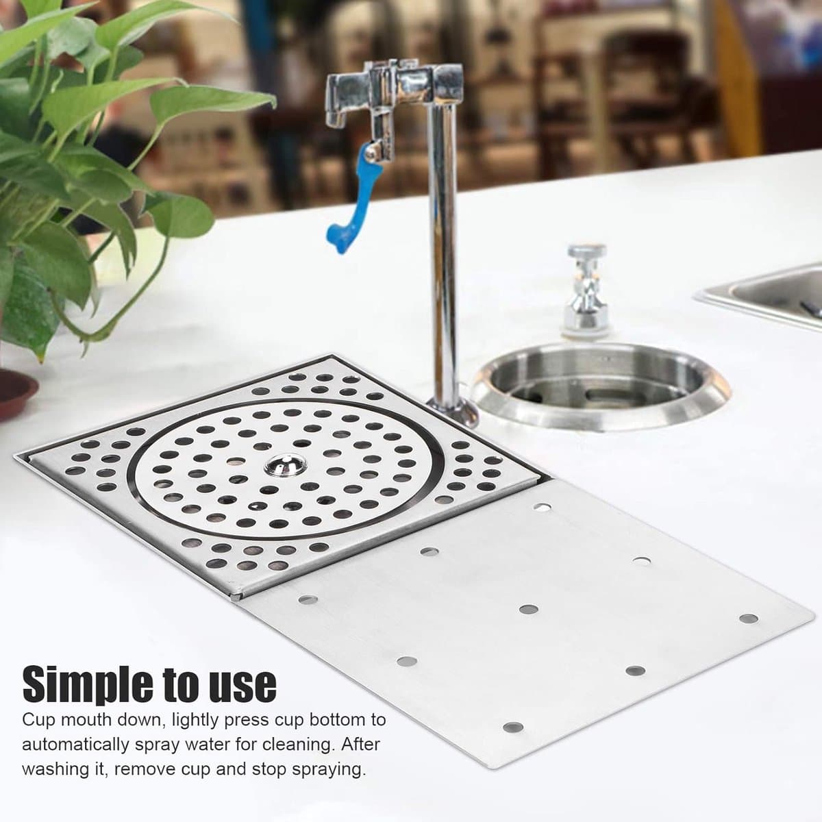 Glazenspoeler - Bekerwasmachine - Snelle Reiniging - Automatische Spoelfunctie - G1/2 Buitendraad - Zilver — afbeelding 1