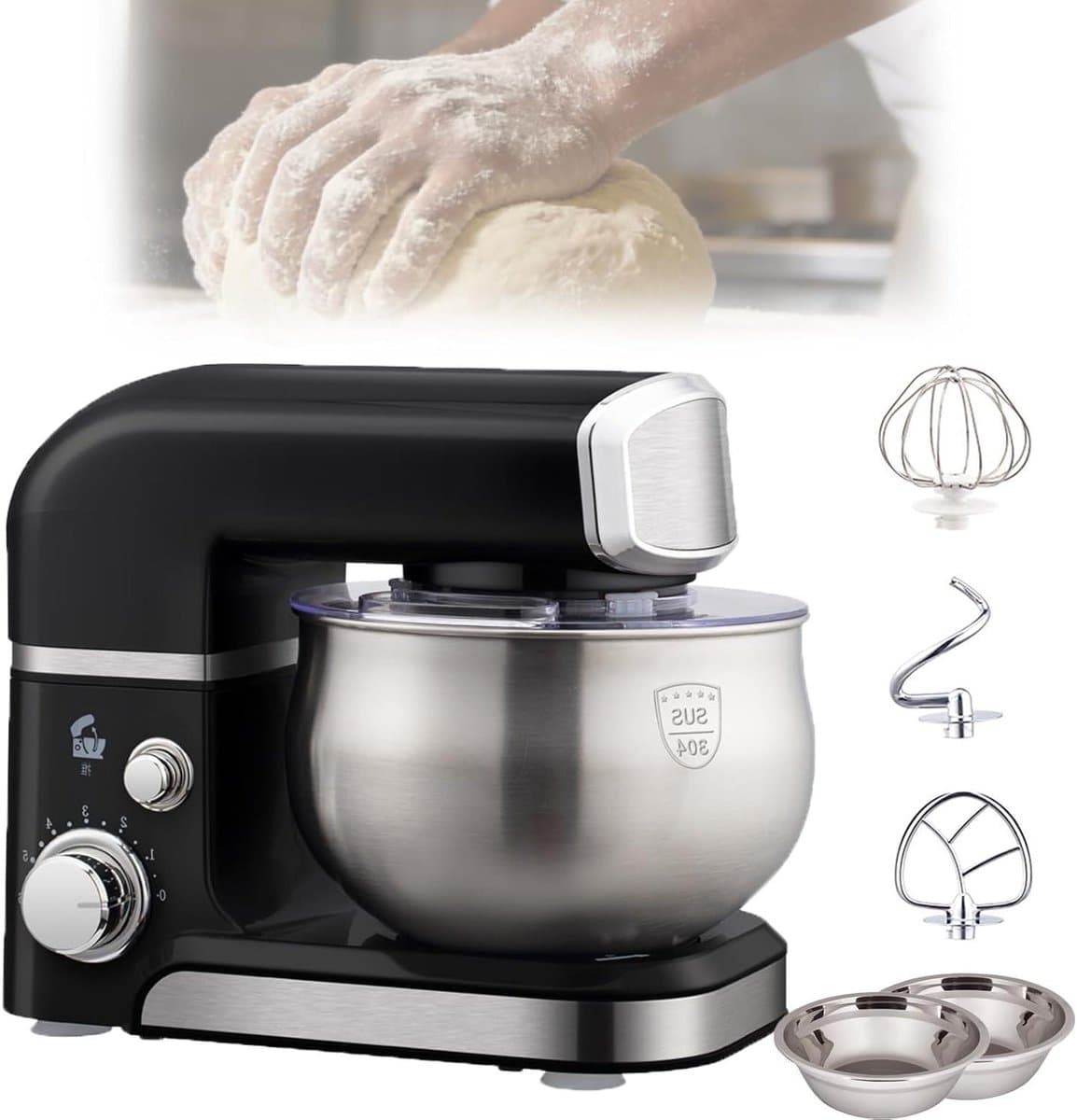Elektrische Standmixer - Keukenmachine Mengmachine - Thuis Bakken Koken - 6 Snelheidsstanden - 3.5 Liter Kom - Wit — afbeelding 1