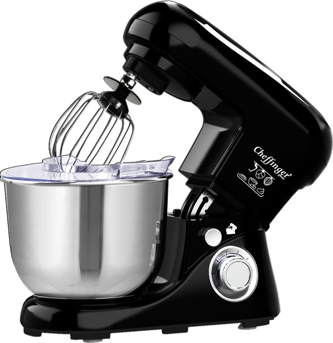 Cheffinger Keukenmixer - Zwart - 6.5L Mengkom - Keukenrobot - 3 Accessoires - Keukenmachine - 1600W — afbeelding 1