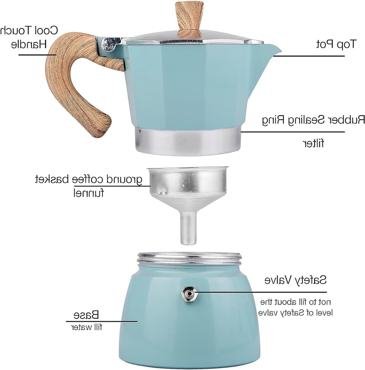 Espresso Maker voor 6 Kopjes - 10oz Handmatige Moka Pot voor Italiaanse Koffie, Aluminium Percolator en Koffiezetapparaat — afbeelding 1