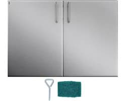 Toegangsdeur Buitenkeuken - Kastdeur Roestvrijstaal - Opslag Buiten - Waterdicht Oliebestendig - 36x23 Inch - Zilver