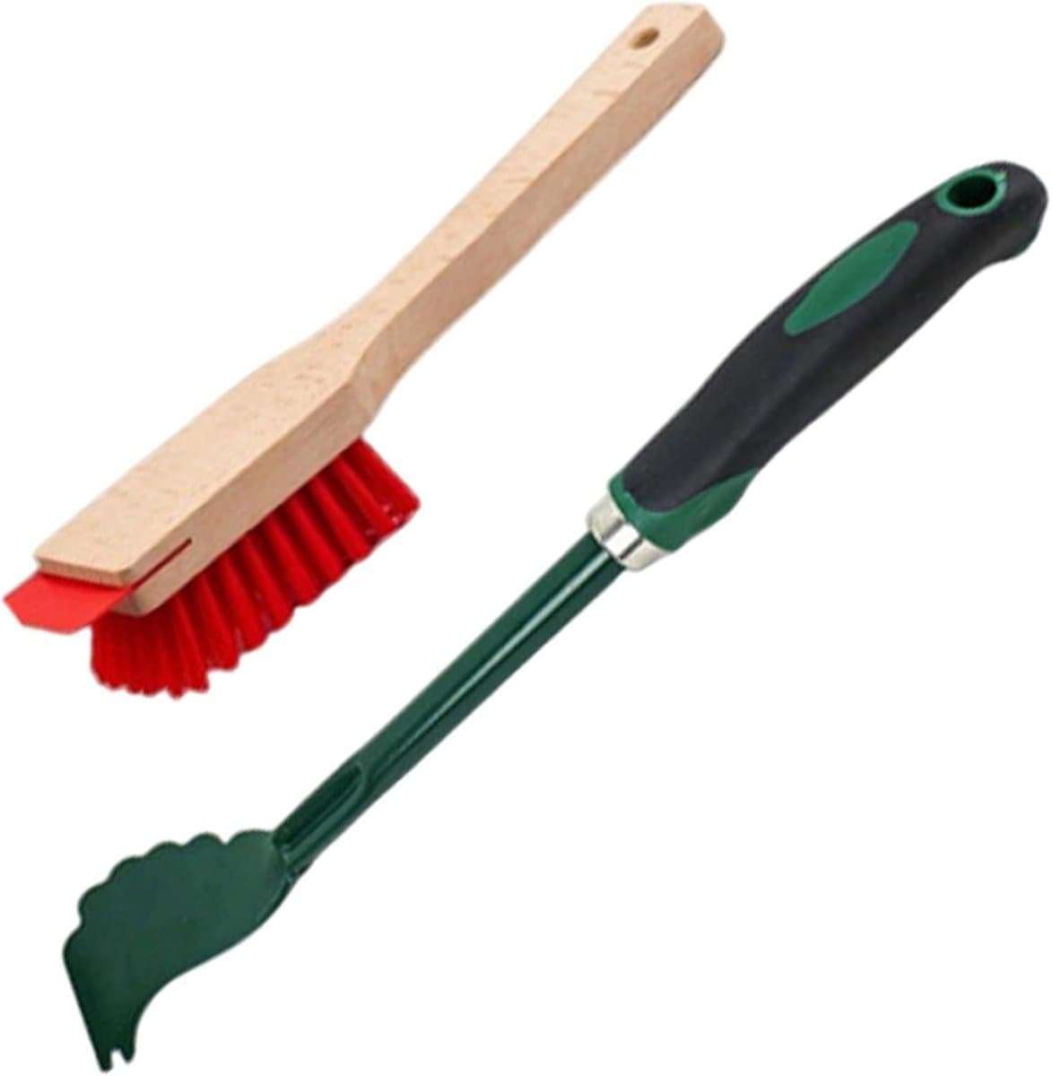 Grasmaaier reiniger - Schrobborstel met schraper - Tuinonderhoud - 2-in-1 functie - 32 cm lengte - Meerkleurig — afbeelding 1