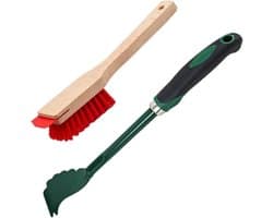 Grasmaaier reiniger - Schrobborstel met schraper - Tuinonderhoud - 2-in-1 functie - 32 cm lengte - Meerkleurig