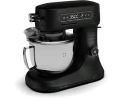 Klarstein Chiara 1600W Keukenmachine – 5L roestvrijstalen kom, 12 snelheden, LCD-touchdisplay, Stil ≤72 dB, Vaatwasserbestendige patisserieset, Aluminium spuitgietbehuizing, Zwart