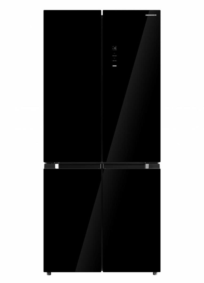 Heinner HSBS-M515MDINVHGBKE++ American Side-by-Side Koelkast 515 L – No Frost – Inverter – Super Freezing – InoxCool-technologie – Zwart Glas – 5 Jaar Garantie — afbeelding 1