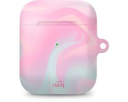 xoxo Wildhearts hoesje geschikt voor Airpods 1/2 - Marble Sugar Rush - Ook als telefoonhoesje verkrijgbaar - schokbestendige case geschikt voor Airpod 1 en 2 - koptelefoon case - Beschermhoes met marmerprint - marmer look - roze