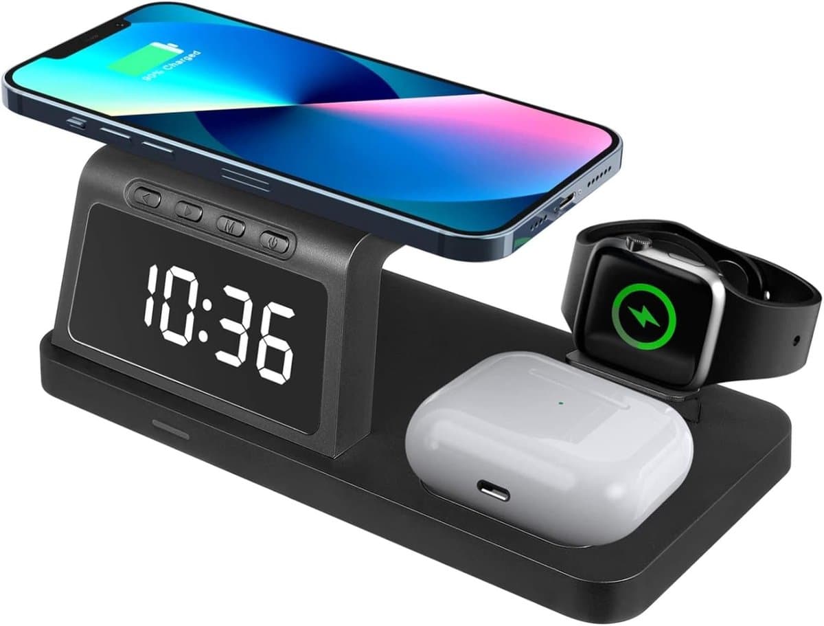 Draadloze Oplader Oplaadstandaard Mobiele Telefoon Oplader s Oplaadstations Horloge Oplaadstation Voor Meerdere Apparaten Draadloos Abs — afbeelding 1