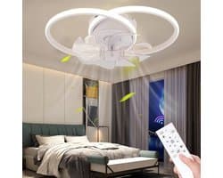 Plafondventilator met verlichting - Afstandsbediening en app-bediening - LED dimbare ventilator plafondlamp - Voor eetkamer, slaapkamer en woonkamer - Ventilatorlamp