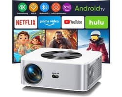 4K Beamer met 28000 Lumen - Wifi 6 en Bluetooth, Trapeziumcorrectie, 50% Zoom voor Thuisbioscoop