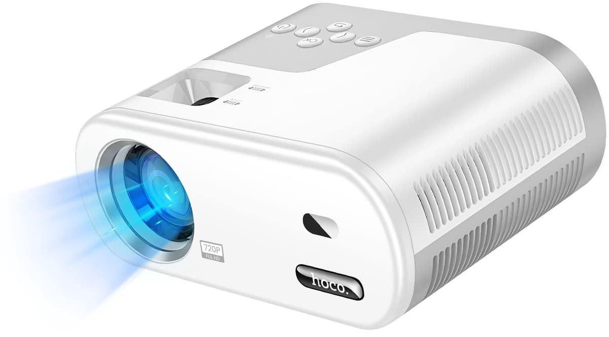 Hoco, Android HD-videoprojector 720p WiFi Bluetooth HDMI met streaming-apps, Wit — afbeelding 1