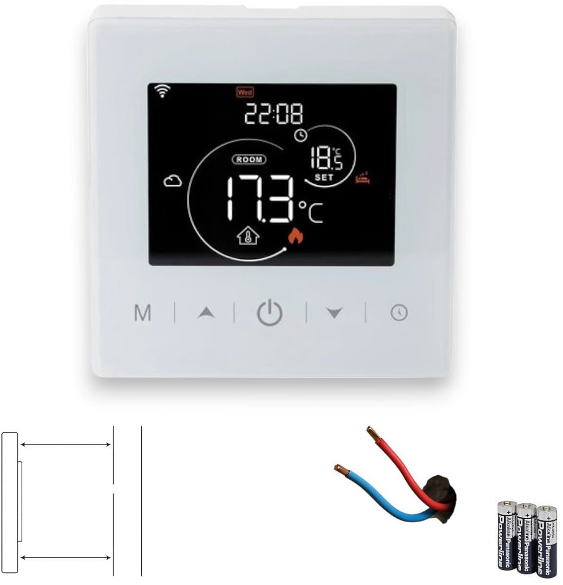 Thermostaat | Wifi opbouw | CV ketel | Touchscreen | 2-draads | Wit — afbeelding 1