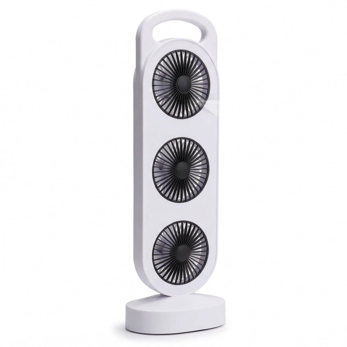 Lomera Torenventilator Oplaadbaar - Draadloze Kolomventilator USB - Tafelventilator 3 Koppen 3 Snelheden - Oscillerend Bureau Ventilator Draagbaar Stil - Wit — afbeelding 1
