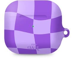 xoxo Wildhearts hoesje geschikt voor AirPods 4 - Violet Vibes - Ook als telefoonhoesje verkrijgbaar - schokbestendige case - koptelefoonhoesje - Matte afwerking - Beschermhoes met golvende blokjes - Golven - Paars