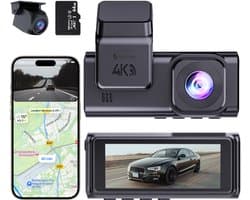 Siltcon® Dashcam 4K Ultra HD - 2.5K Achtercamera - Dashcam Voor Auto Voor en Achter - WiFi & App - Ingebouwde GPS - Nachtzicht - G-Sensor - Loop Recording – Auto Camera - Parkeermodus - 170° Groothoek - Incl. 64GB SD - Incl. Oplaadkabels Telefoon
