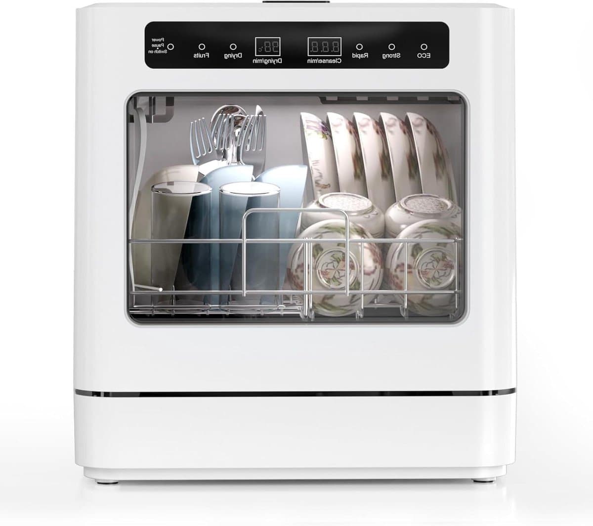 Mini Vaatwasser - Tafelmodel Afwasmachine - Snel Servies Reinigen - 6 Programma's - 43 x 39 x 46 cm - Wit — afbeelding 1
